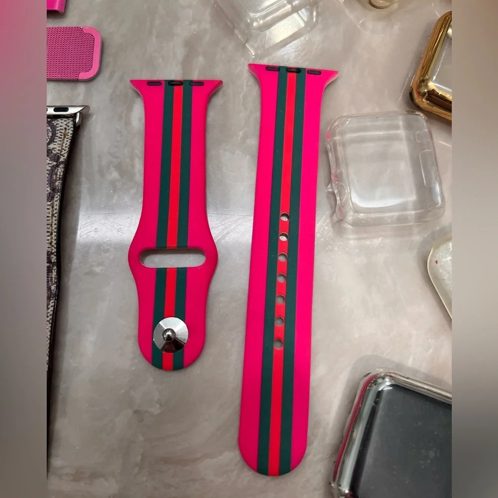Lot of iWatch 38mm 19 bands 9 cases bumpers glitter Gucci Louis Vuitton